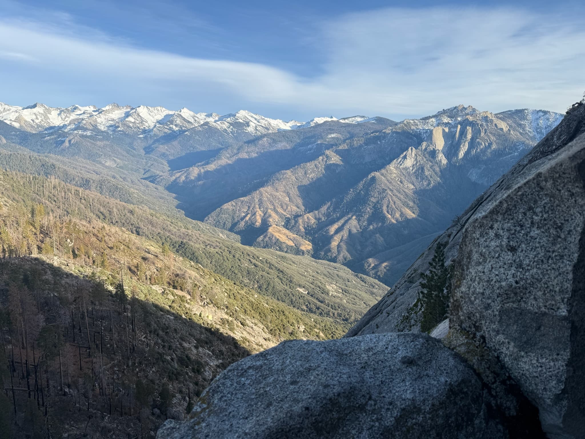 Majestic view of the Sierra Nevada mountains from within Sequoia National Park
