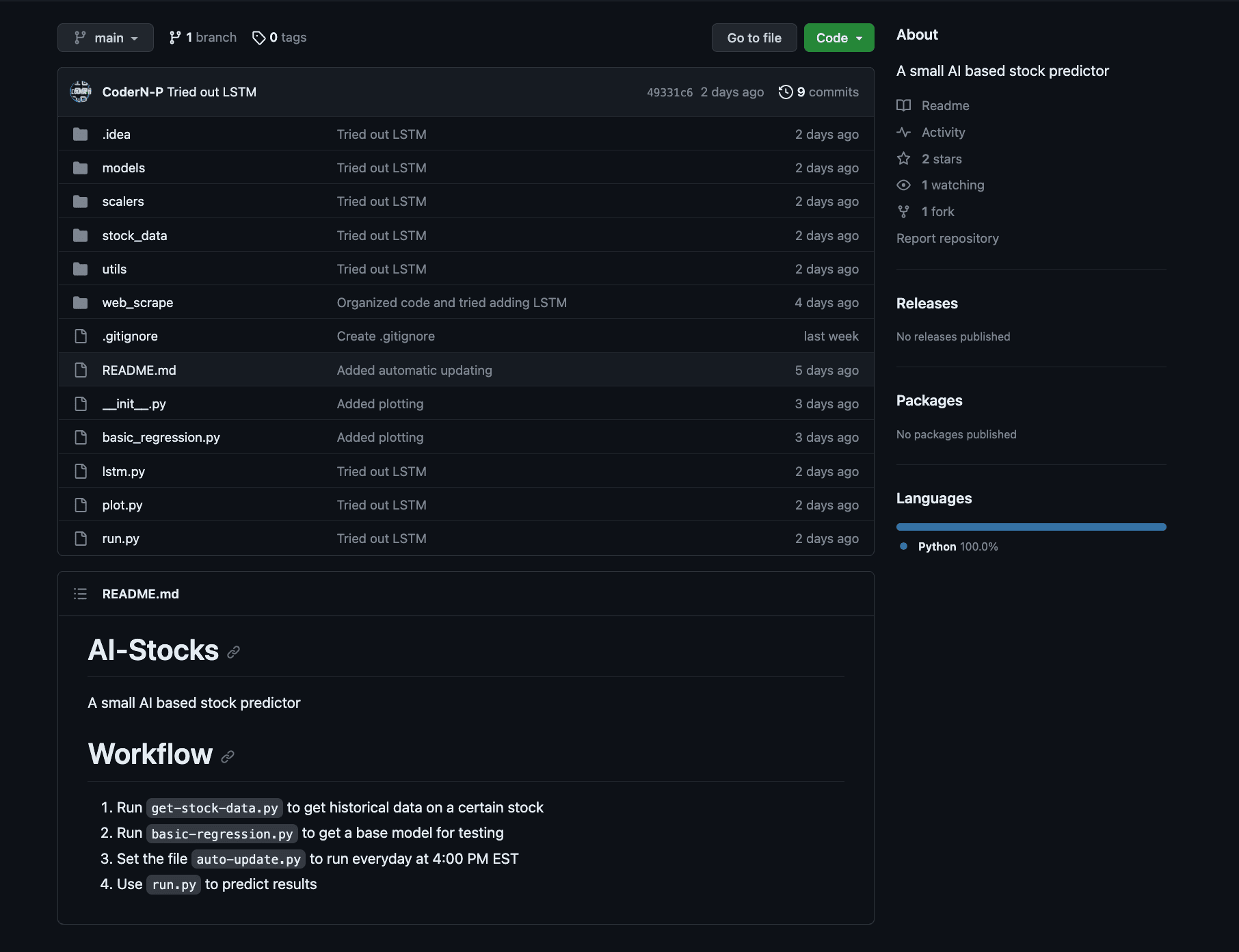 AI Stocks project screenshot